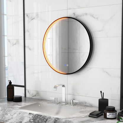 60 CM Round Bathroom Mirror with LED Lights and Anti-Fog Design