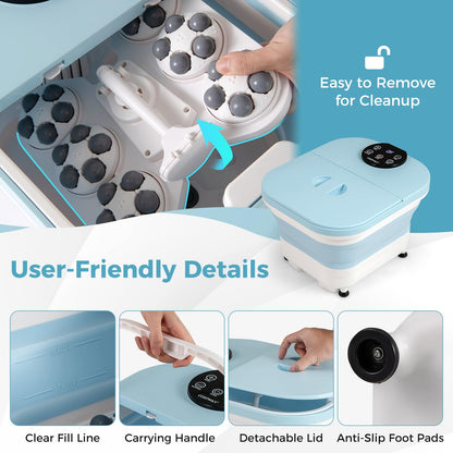 Collapsible Foot Spa Massager Bath Tub with Heat Shower and Timer