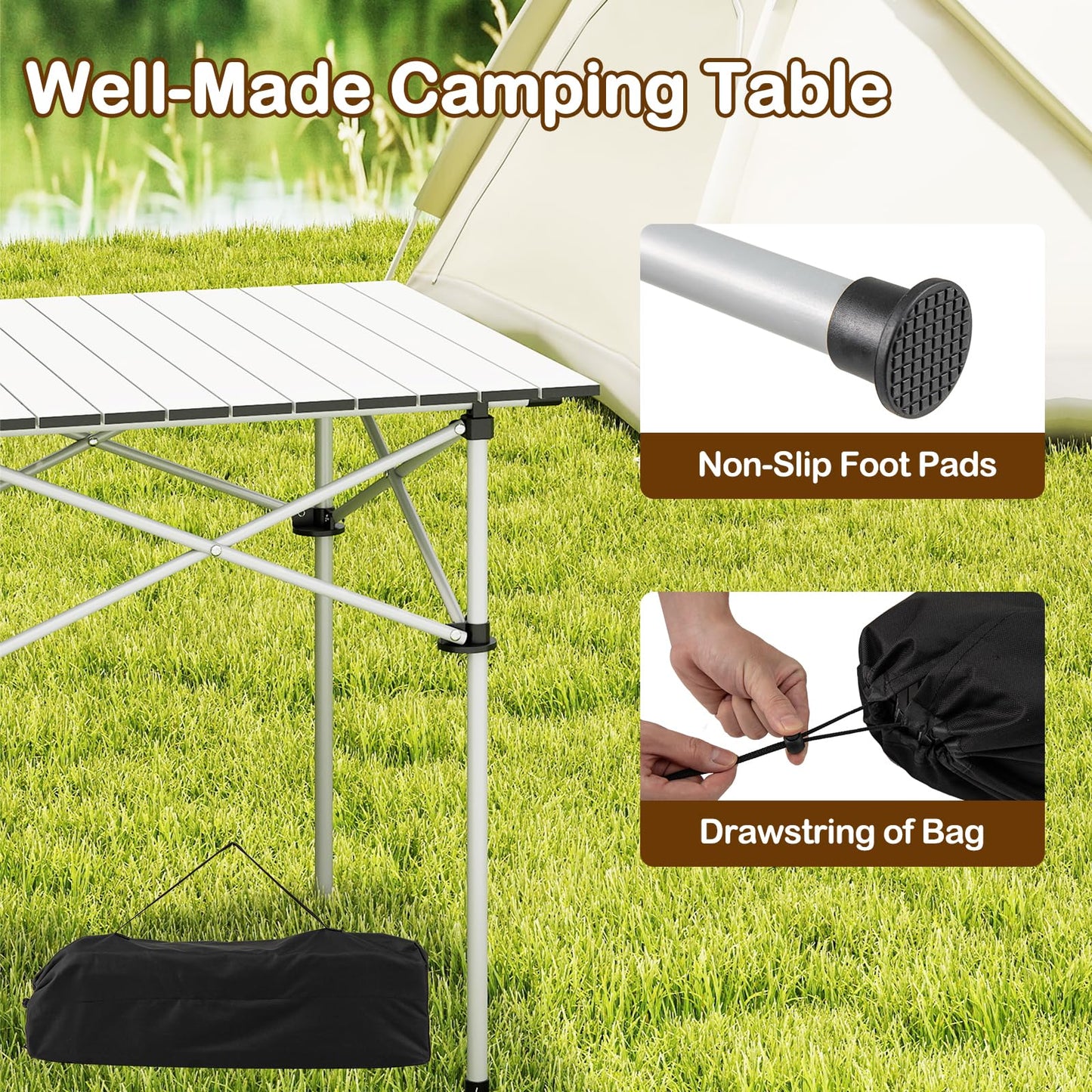 Folding Roll-up Aluminium Camping Table for 4