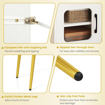 Dressing Table with LED Mirror and Stool, Makeup Table Vanity Desk Set