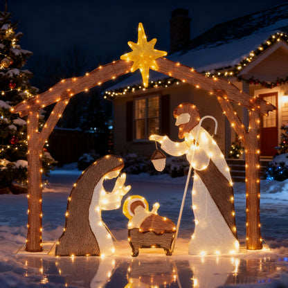 Lighted Outdoor Christmas Decoration Nativity Scene with LED Lights