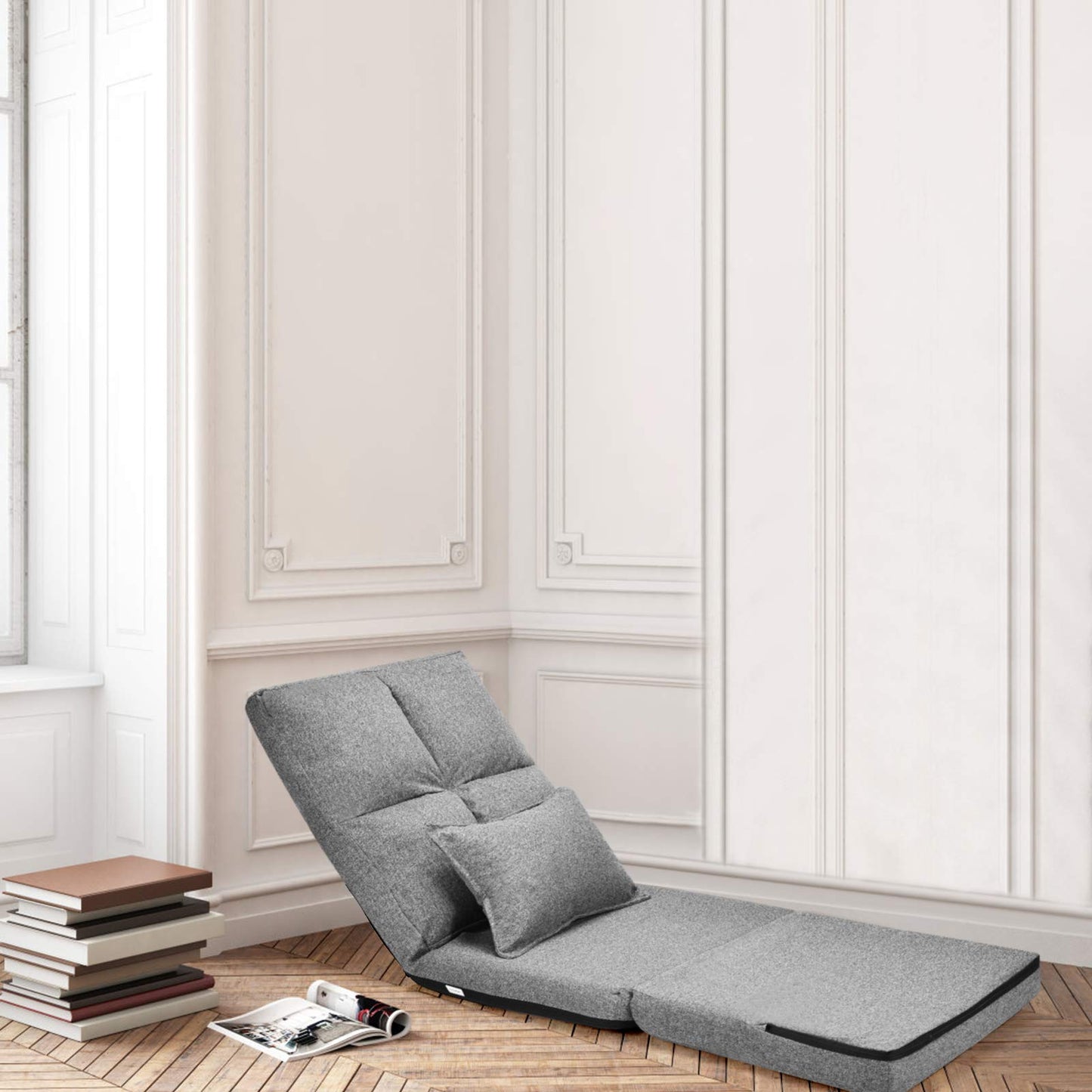Folding Lazy Floor Sofa Bed with Pillow