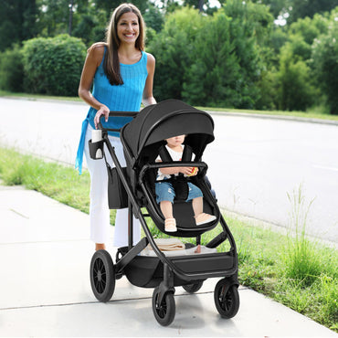 3-in-1 Newborn Stroller Folding Convertible High Landscape Toddler Stroller