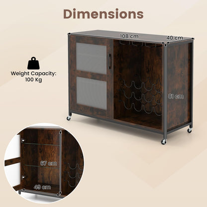 Liquor Buffet Sideboard with LED Lights and Glass Holders