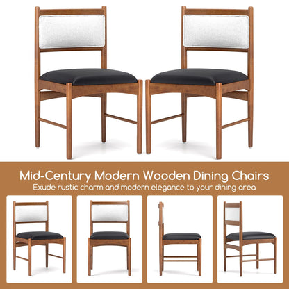 Wooden Dining Chair with Rubber Wood Frame Set of 2