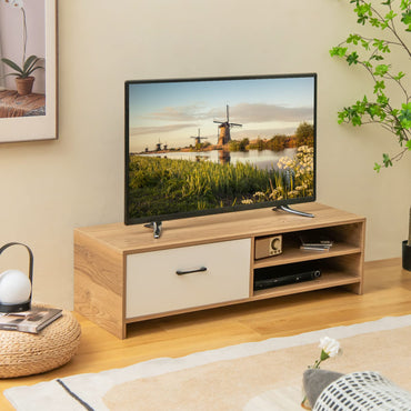 TV Stand for TVs up to 55 Inches, Wooden TV Cabinet Media Entertainment Center