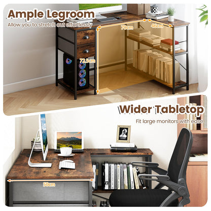 L-Shaped Corner Computer Desk, Space Saving Home Office Workstation