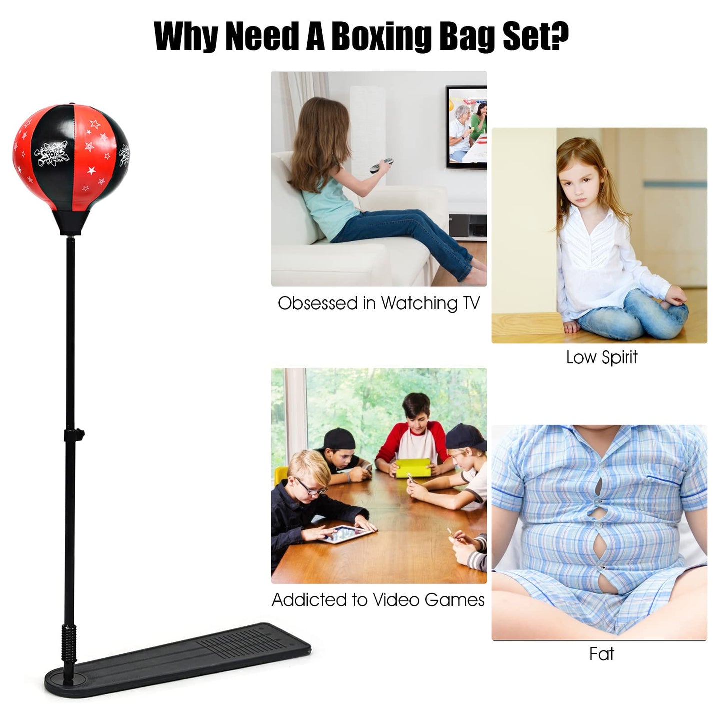 Punching Bag with Stand and Gloves