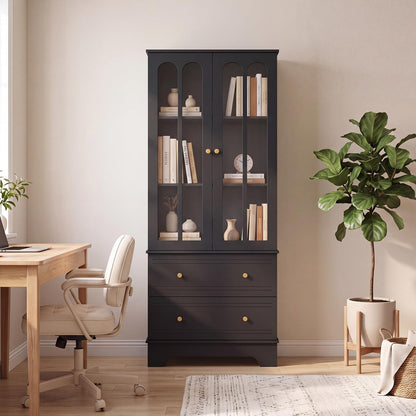 180cm Tall Kitchen Cupboard with Glass Doors