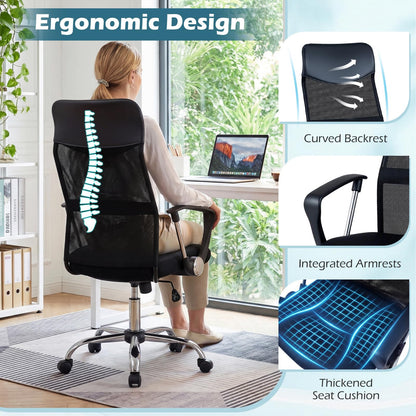 Mesh Office Chair, Height Adjustable Ergonomic Computer Desk Chairs with Casters