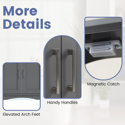Freestanding Bathroom Floor Cabinet with Double Doors and Adjustable Shelf