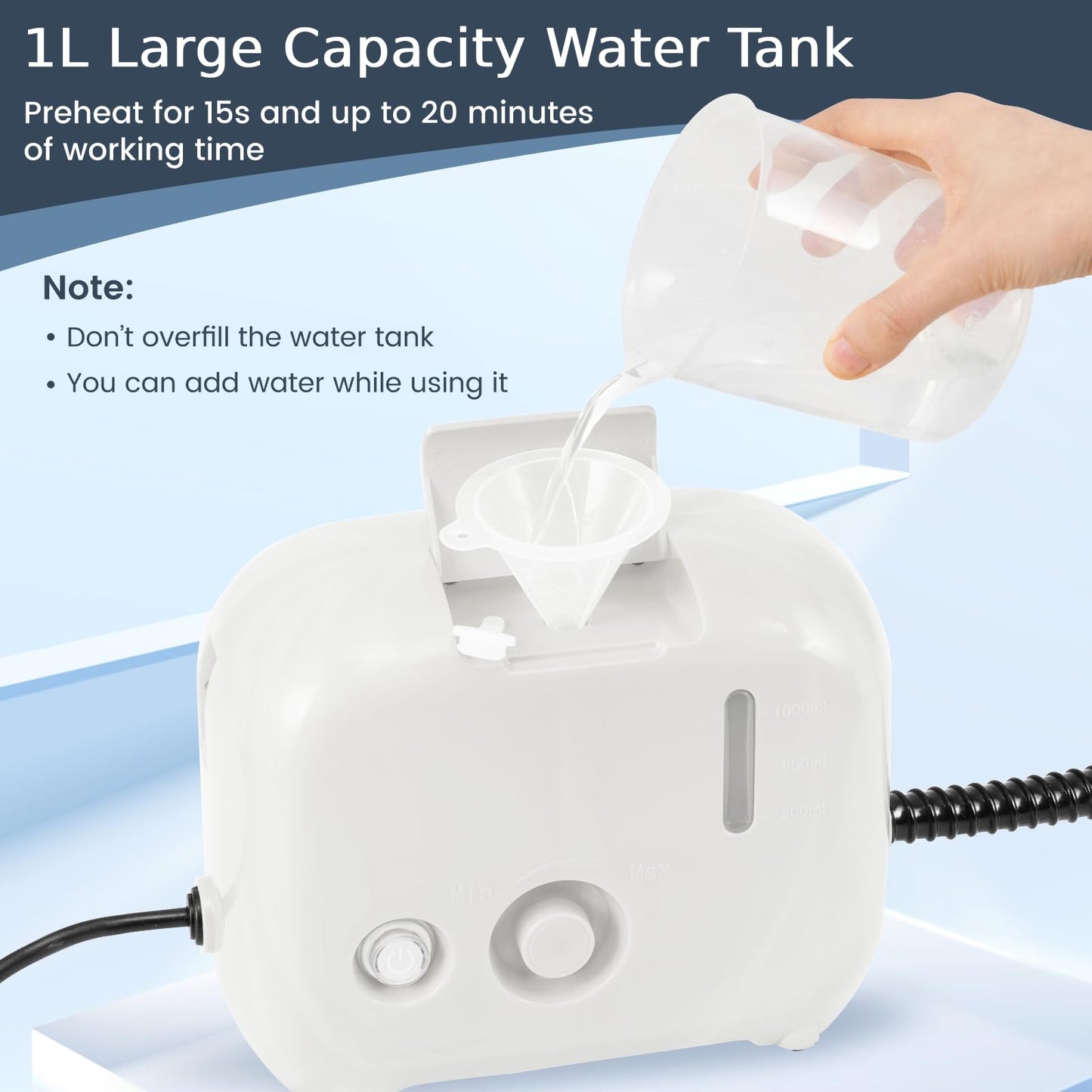 1600W Portable Steam Cleaner with 1L Water Tank