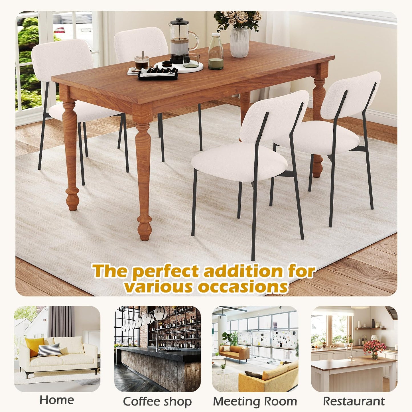 Modern Linen Fabric Dining Chair Set of 4