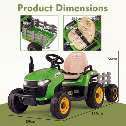 24V Ride on Tractor with Tiltable and Detachable Trailer Battery Powered Electric Tractor