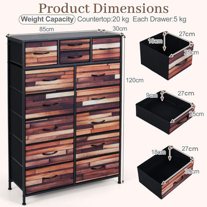 11/14-Drawer Dresser Tall Storage Chest with Metal Frame