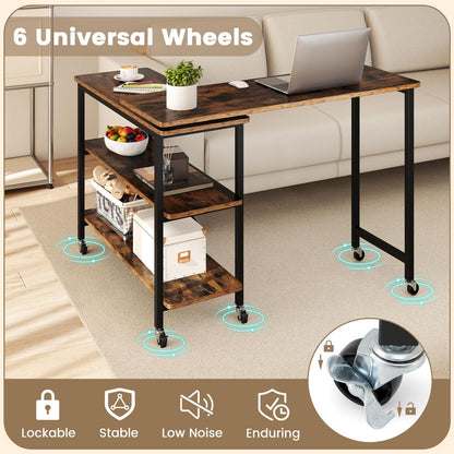 360° Free Rotating Sofa Side Table with Swivel and Sliding Tabletop