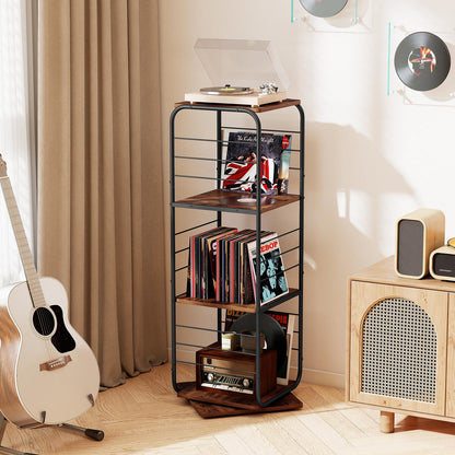 4-Tier Rotating Bookshelf, 360° Spinning Bookcase Tower with Swivel Base