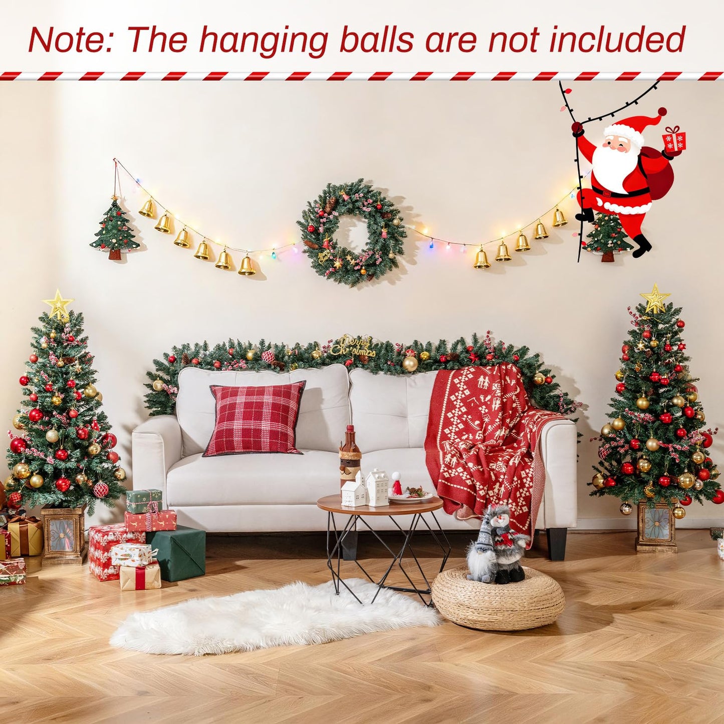 2 Pack Entrances Trees with Garland and Wreath Potted Christmas Tree Set of 4