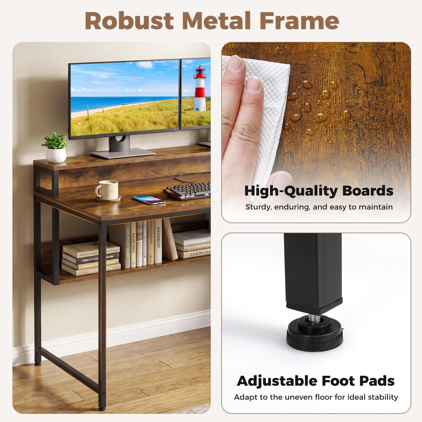 120cm Computer Desk, Industrial PC Laptop Table Writing Workstation