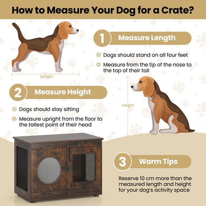 Dog Crate Furniture with Metal Mesh & Translucent Window for Small Medium Dogs
