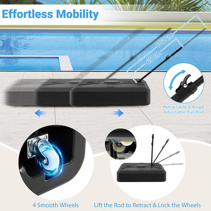 Cantilever Umbrella Base, 150kg Water or Sand Fillable Patio Weighted Umbrella Stand