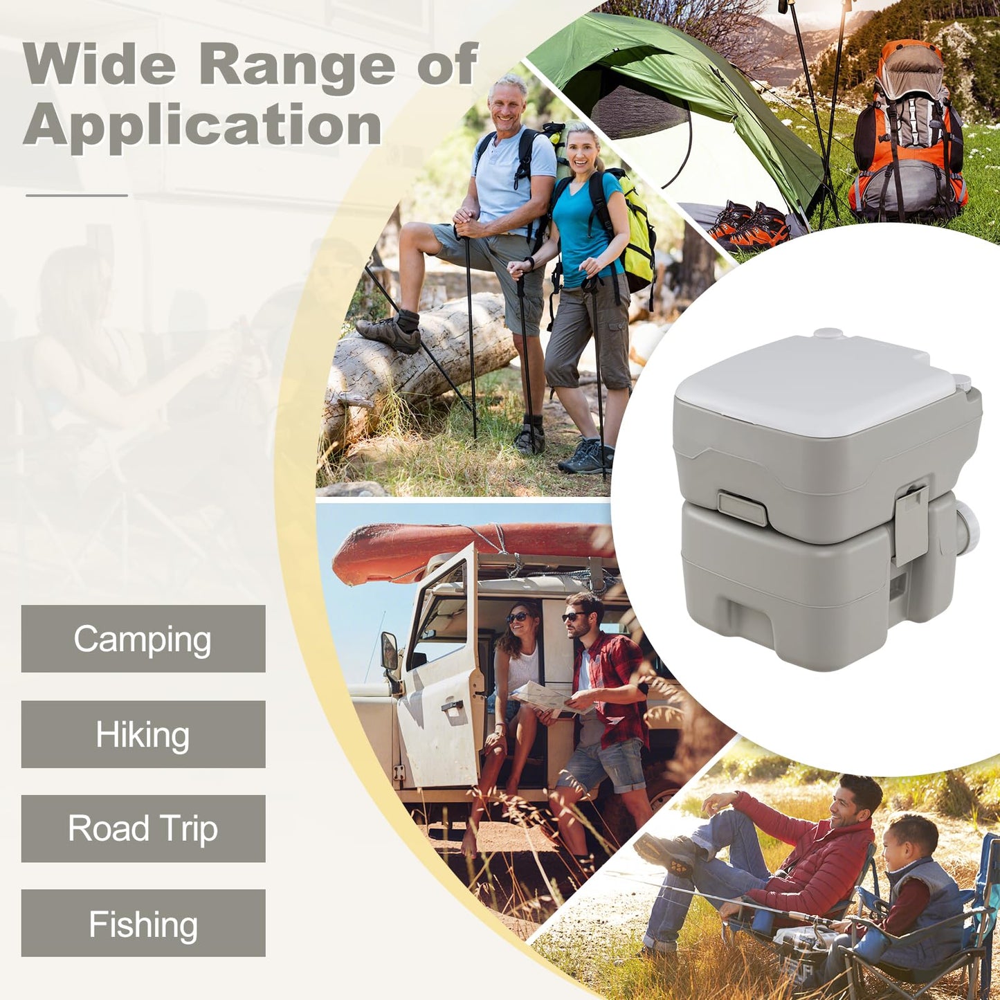 Portable Toilet with 20 L Waste Tank and Flush Pump