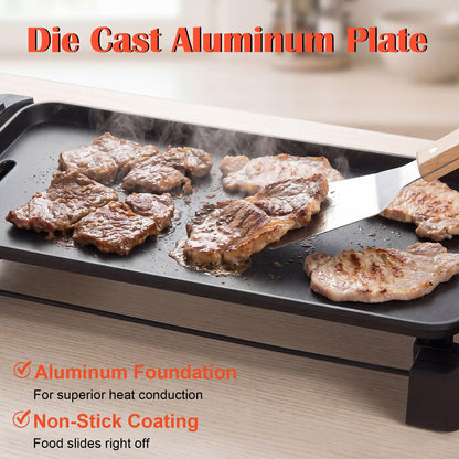 Electric Teppanyaki Grill, 1600W/2150W BBQ Griddle with Nonstick Flat Cooking Surface
