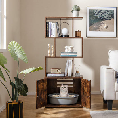 2 in 1 Hidden Cats Washroom Furniture with 3 Storage Shelves