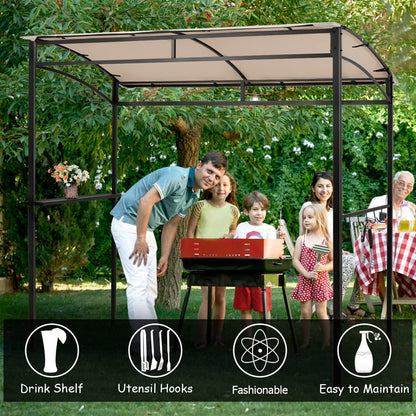 Outdoor Grill Gazebo with Serving Shelf and Storage Hooks
