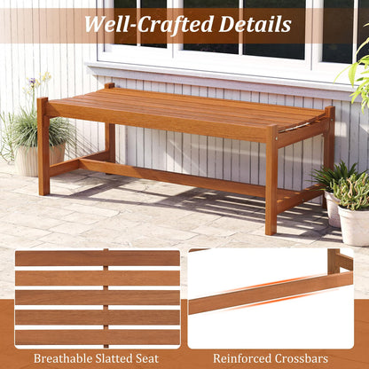 Wooden Garden Bench, 2 Seater Outdoor Bench with Slatted Curved Seat