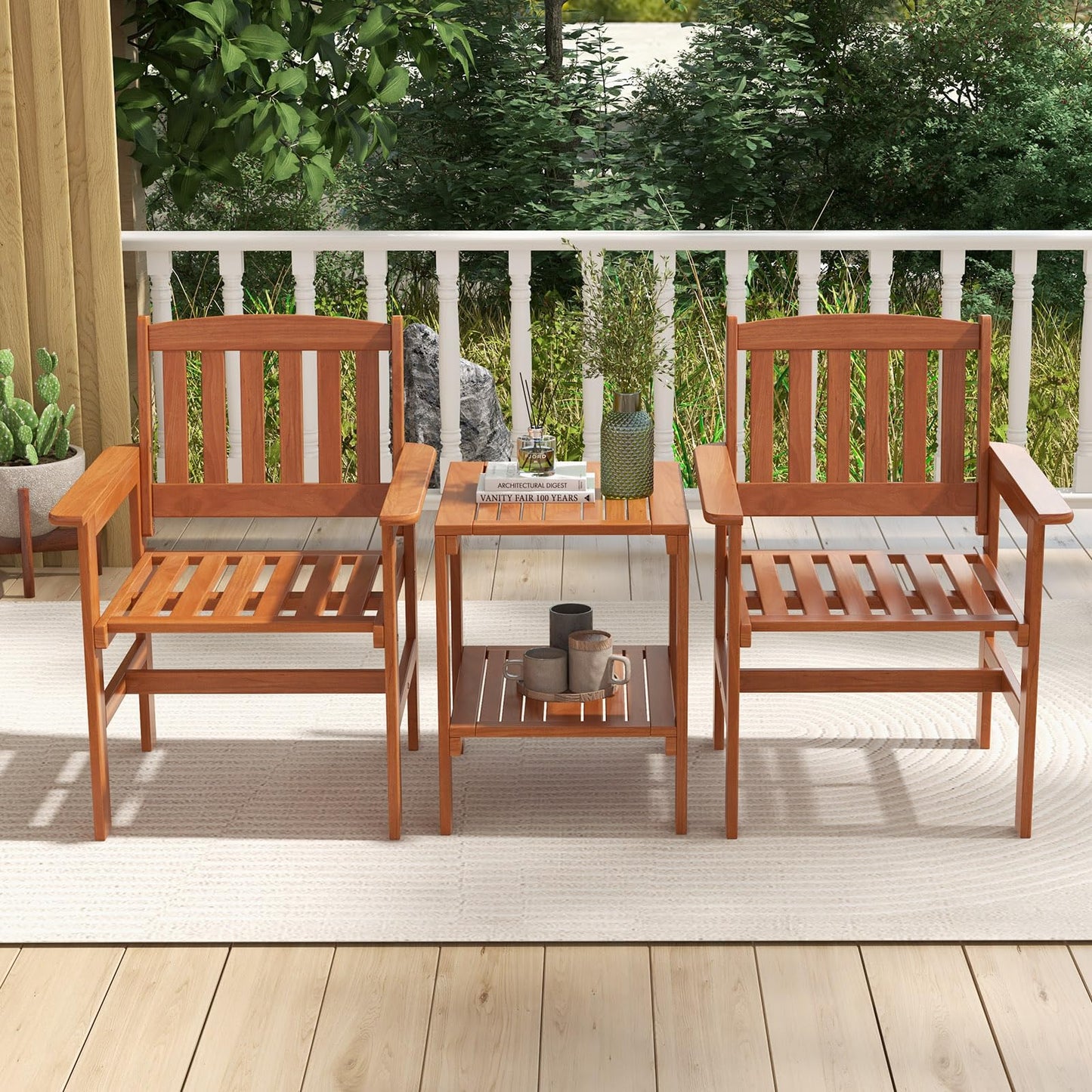 3 Piece Patio Bistro Table and Chairs Set