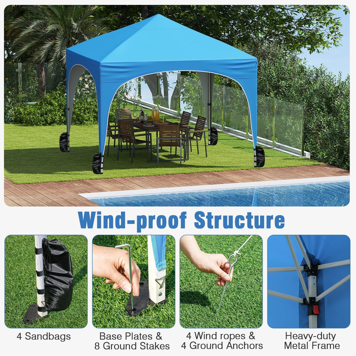 Outdoor Foldable Canopy Tent with 4 Removable Sidewall