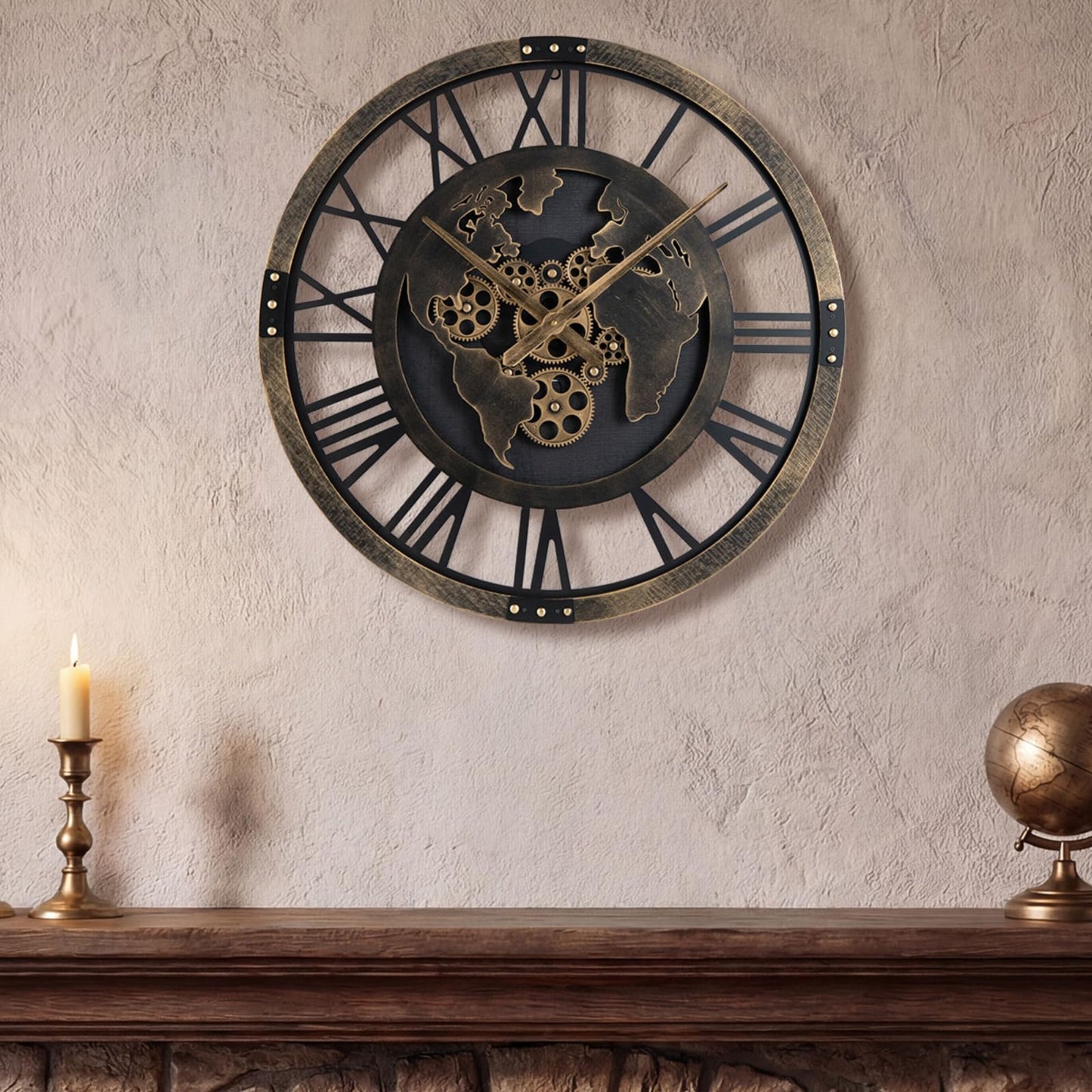 Large Wall Clock, 27”/68cm Metal Non-Ticking Decorative Clock, Battery-Operated Wall Decoration