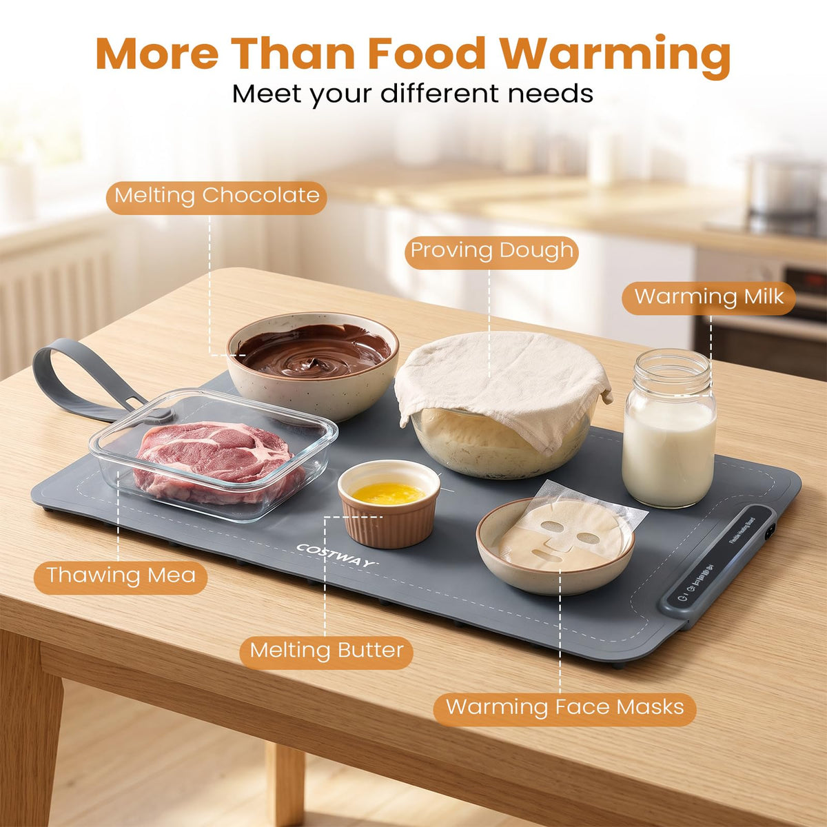 Food Warming Mat 61 x 40 cm with 3-Level Temperature