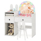 Bunny Kids Vanity Table and Chair Set with Lighted Mirror