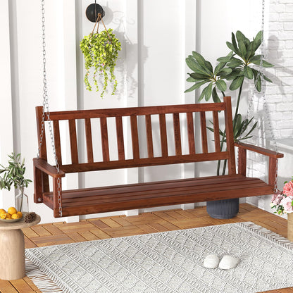 2/3 Person Wooden Outdoor Porch Swing with Adjustable Upper Chains