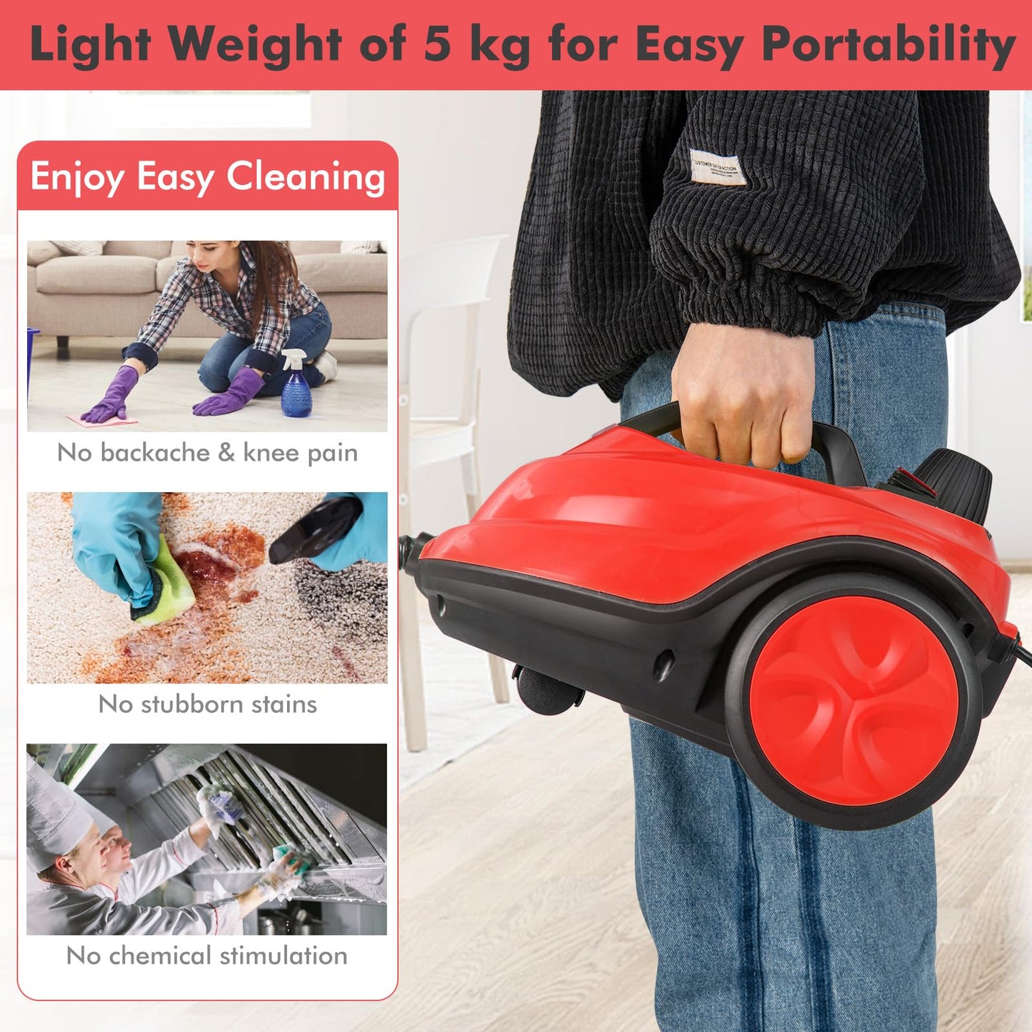 2000W 1.8L Multipurpose Adjustable Steam Cleaner with 13 Accessories