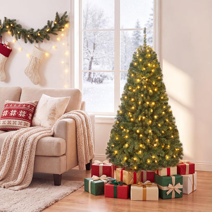 5FT Pre-Lit Artificial Christmas Tree, Hinged Xmas Tree