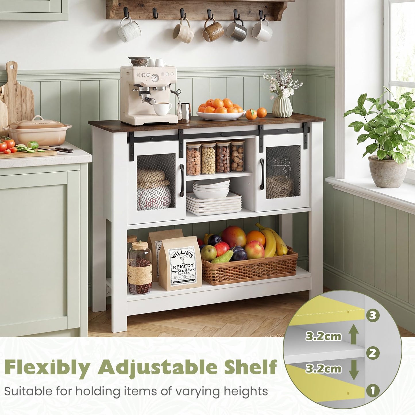 Vintage Console Table, Farmhouse Narrow Entryway Table Kitchen Sideboard
