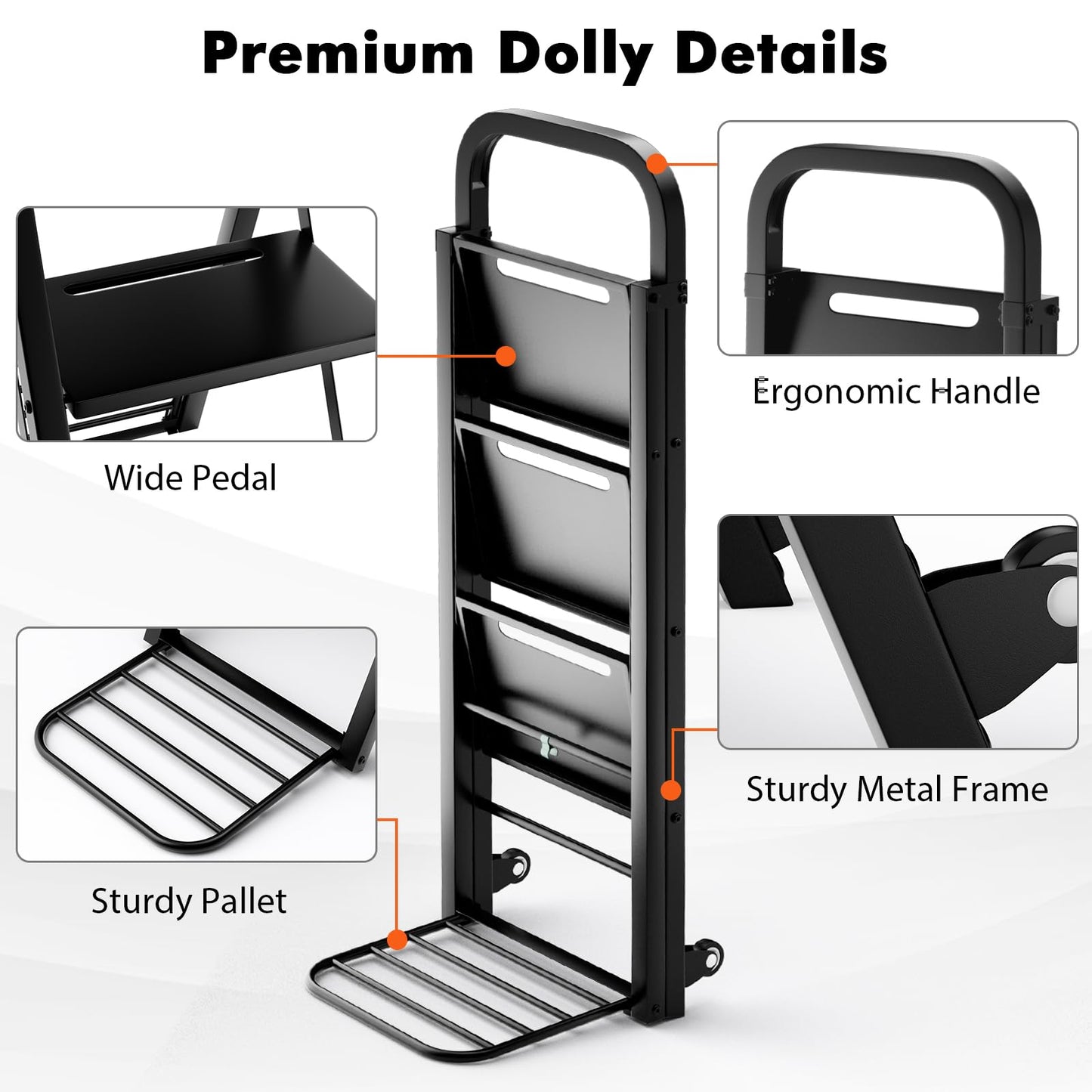 2-In-1 Hand Truck and Ladder Foldable 3-Step Ladder with Non-slip Wide Pedals