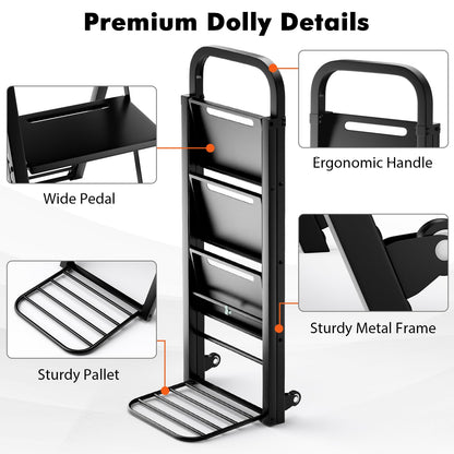 2-In-1 Hand Truck and Ladder Foldable 3-Step Ladder with Non-slip Wide Pedals