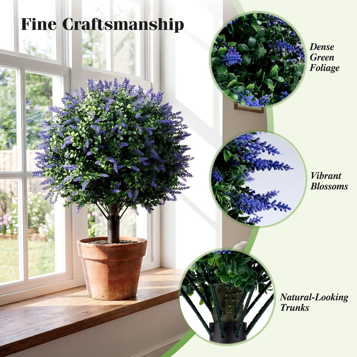 Set of 2 Artificial Topiary Ball Trees, Faux Shrub Bushes with Ground Spikes