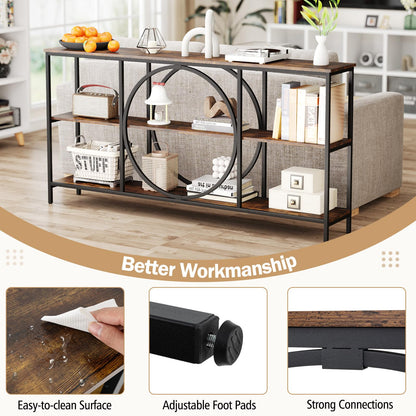 3 Tier Console Table with Faux Wood Grain Top