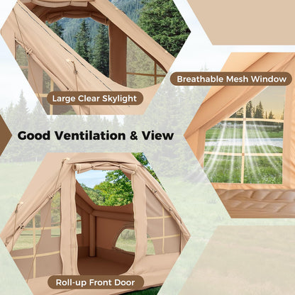 4-6 People Inflatable Tent with 4 Mesh Screen Windows and 2 Doors