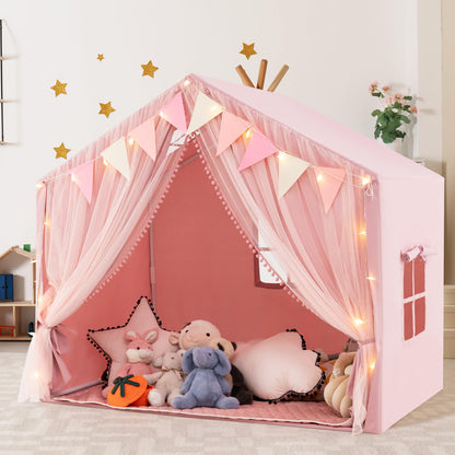 Kids Play Tent 3-4 Kids Large Play Tent House with Fabric and Screen Curtains