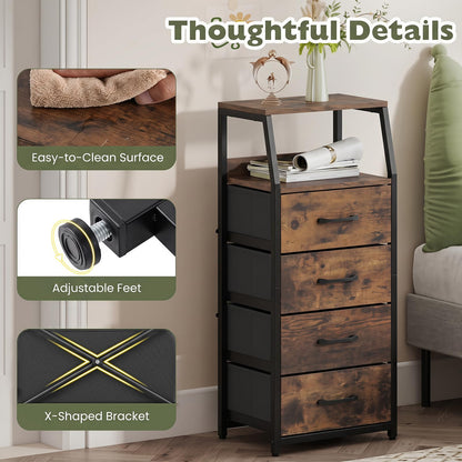 4-Drawer Storage Cabinet with Detachable and Foldable Fabric Drawers