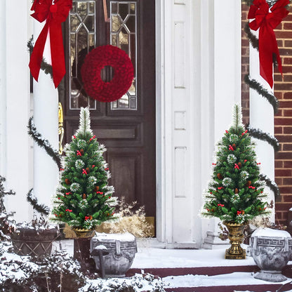 4FT Christmas Tree, Small Artificial Xmas Trees with Pine Cones and Base