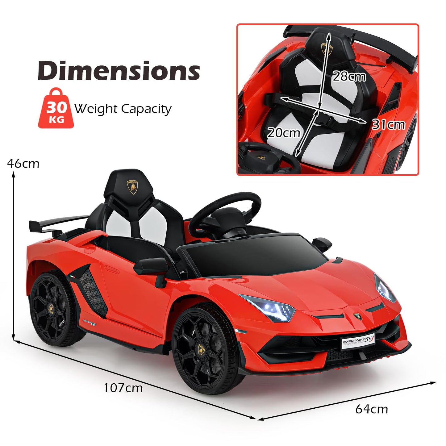 12V Licensed Lamborghini Kids Ride on Car with Remote Control