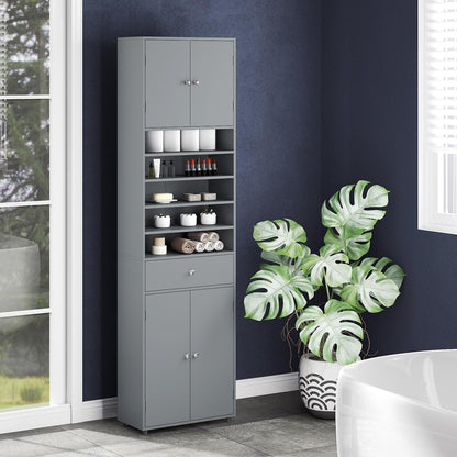 Tall Bathroom Storage Cabinet with Drawer and Adjustable Shelves