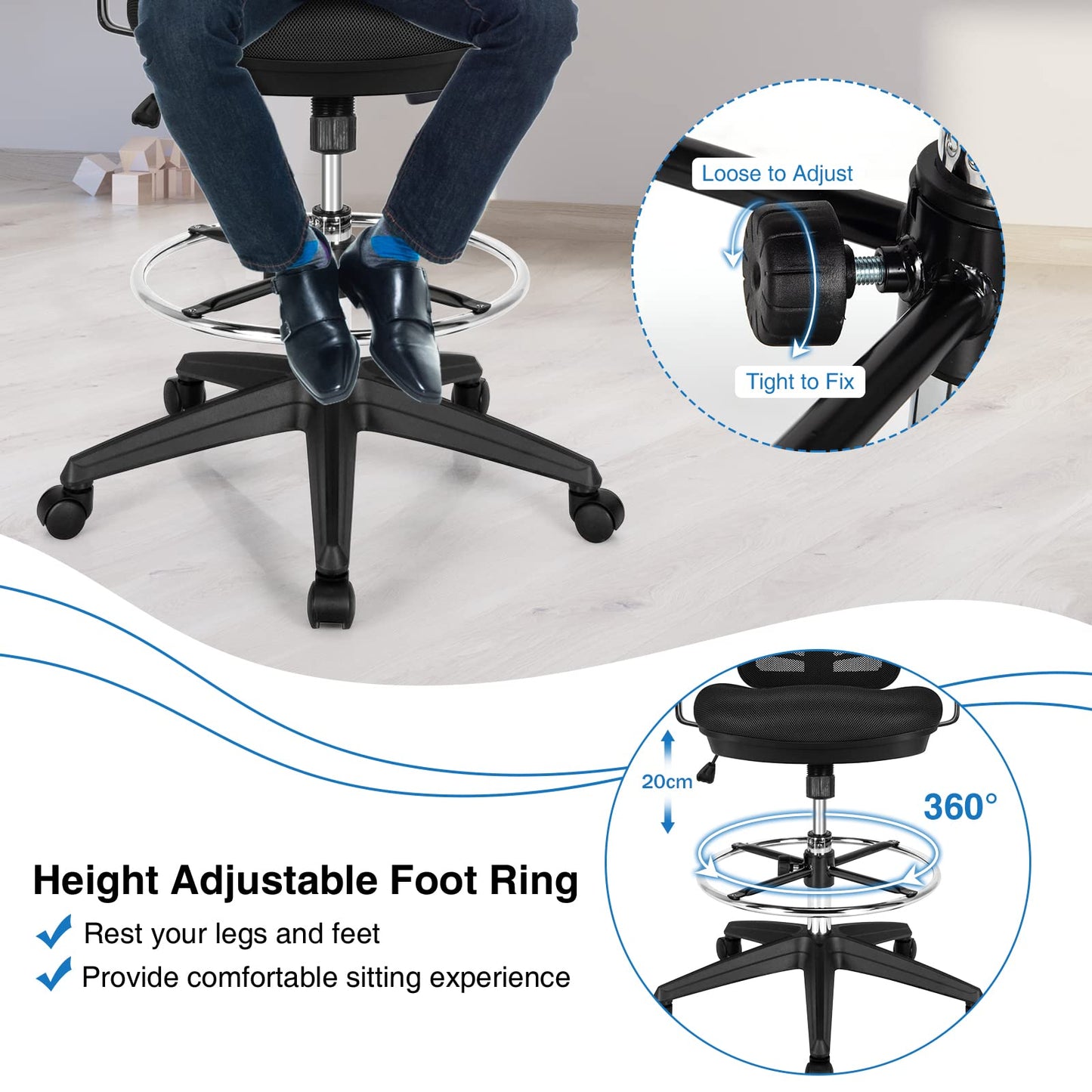 Ergonomic Swivel Office Chair with Adjustable Footrest